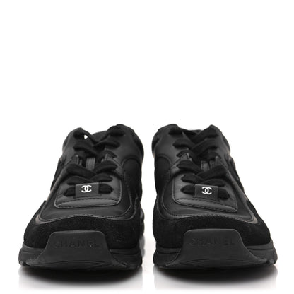 Chanel Fabric Calfskin Suede CC Sneakers 36.5 Black 2 of 6