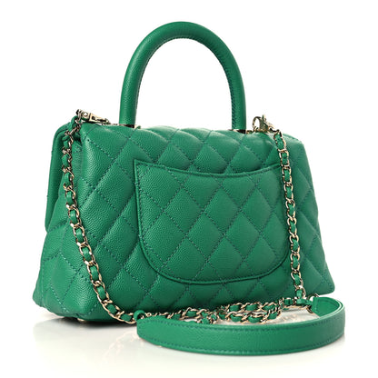 Chanel Caviar Quilted Mini Coco Handle Flap Green 3 of 9