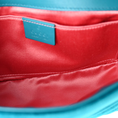 Gucci Velvet Matelasse Mini GG Marmont Shoulder Bag Pavone Cyan 5 of 10
