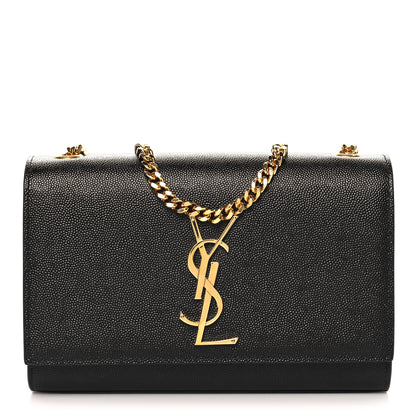Saint Laurent Grain De Poudre Small Monogram Kate Satchel Black 1 of 10