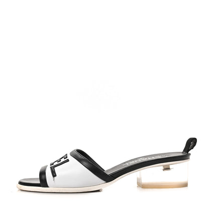 Chanel PVC Lambskin Logo Mules 38 Black 1 of 14