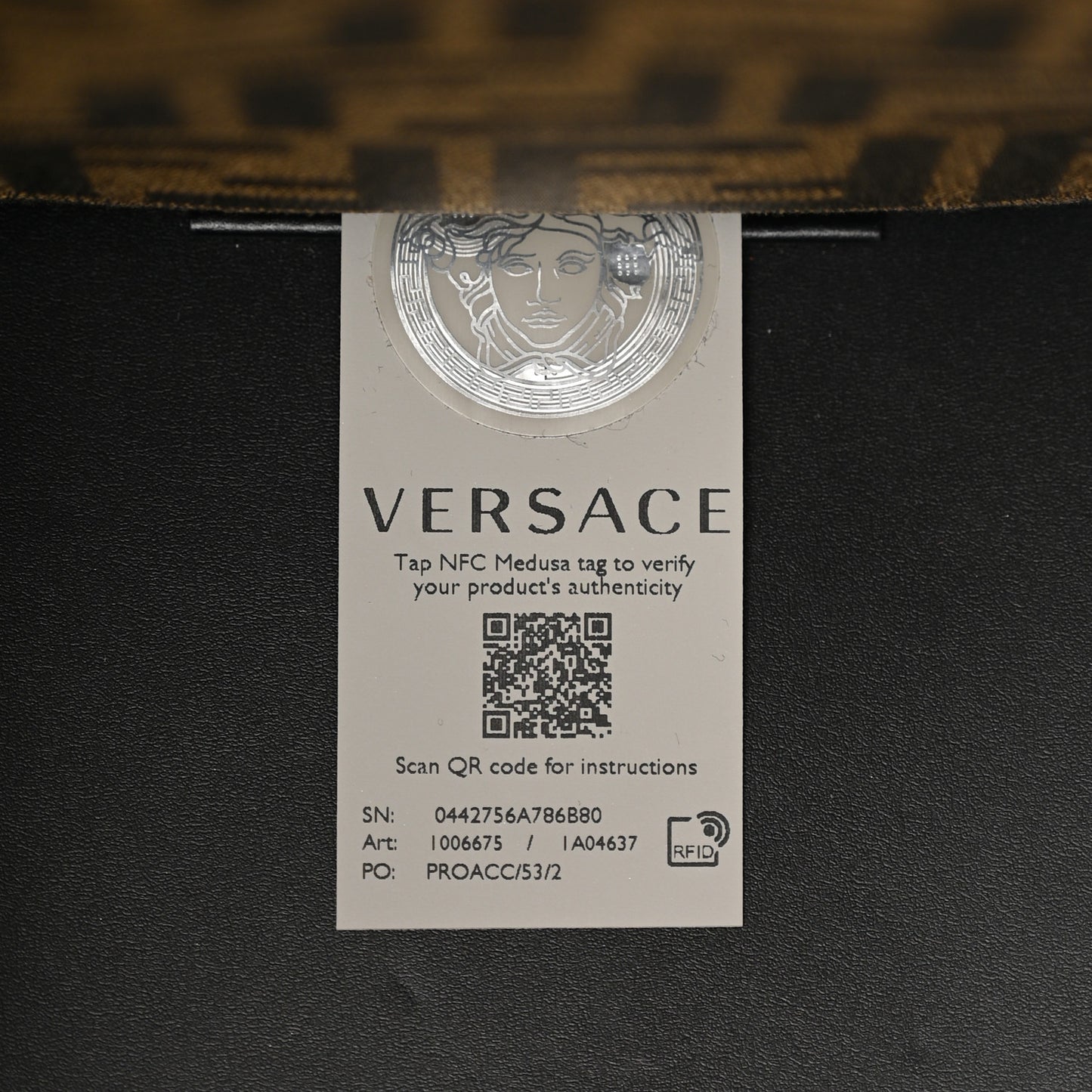 X VERSACE Calfskin Plexiglass Fendace FF Baroque Print Medium Fendi Sunshine Shopper Tote Black Gold