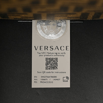 Fendi X VERSACE Calfskin Plexiglass Fendace FF Baroque Print Medium Fendi Sunshine Shopper Tote Black Gold 6 of 10