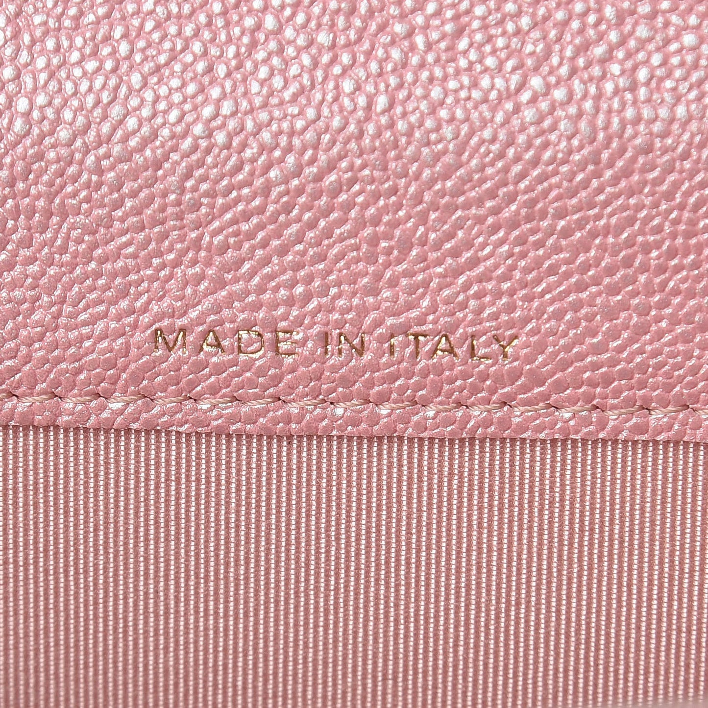 Iridescent Caviar Quilted Flap Card Holder Rose Pink