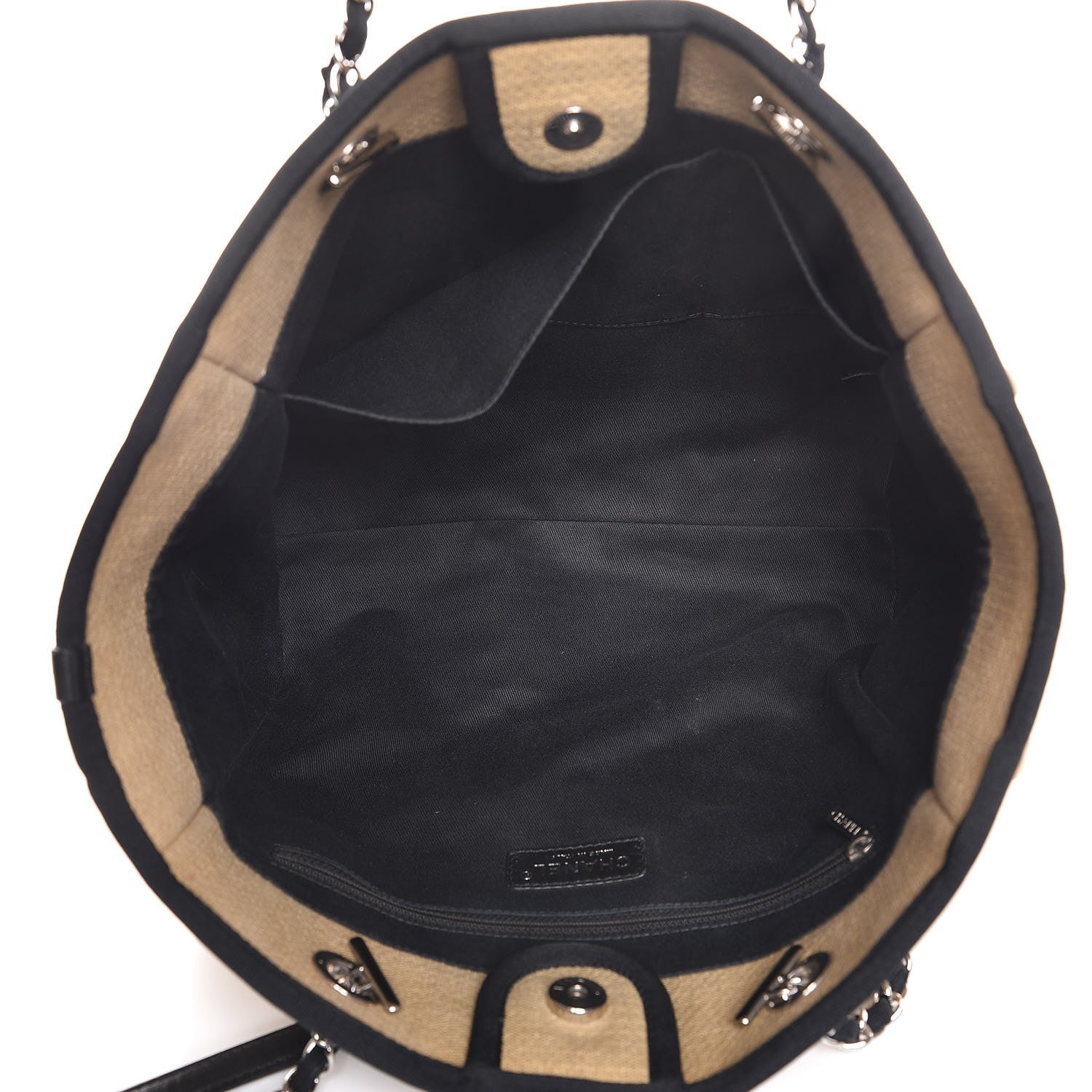 Chanel Canvas Small Deauville Tote Beige Black 5 of 10