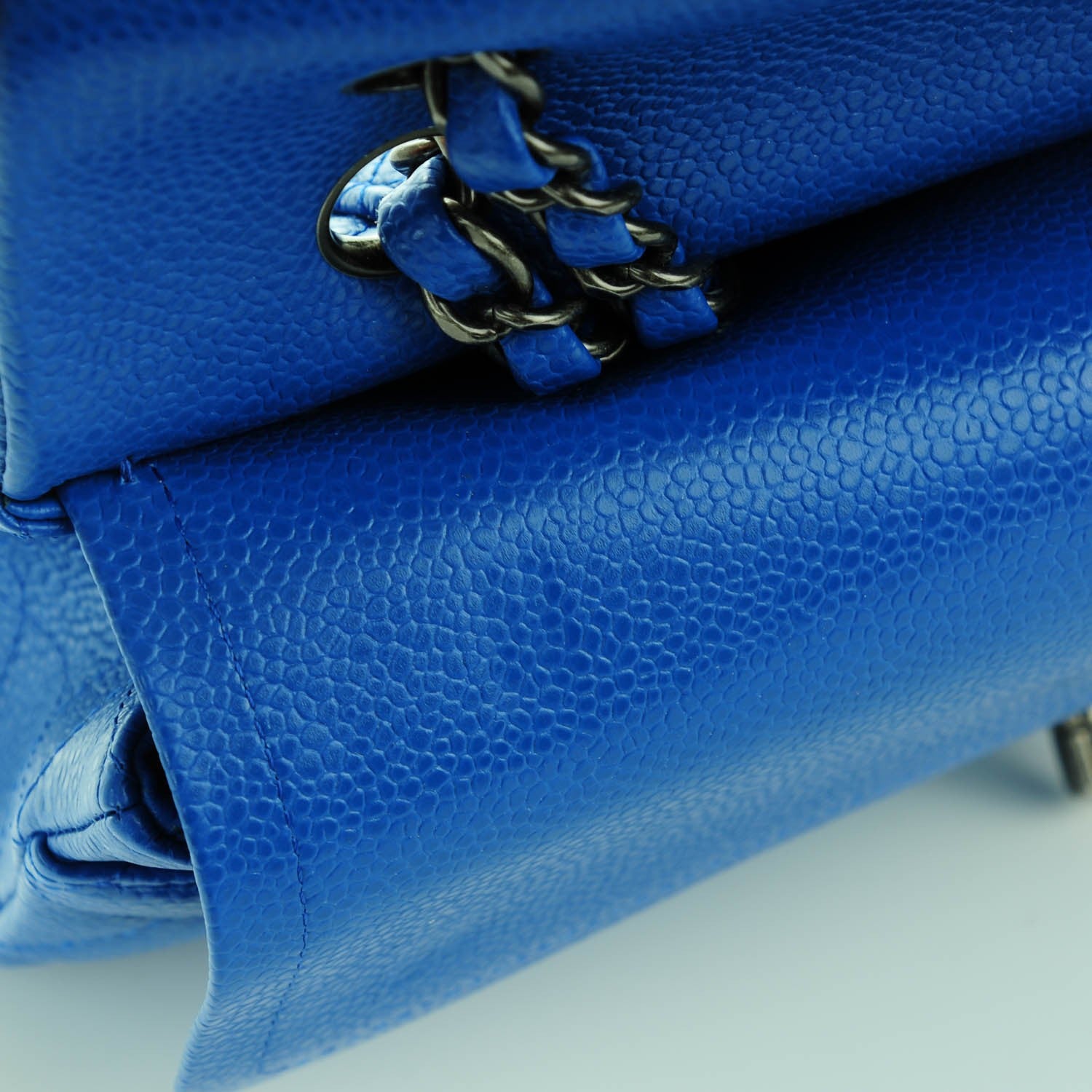 Chanel Caviar Quilted Medium Double Flap Blue 8 of 8