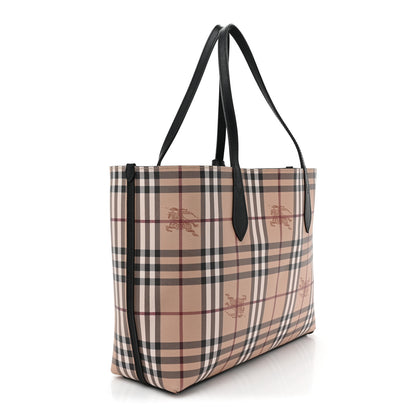 Burberry Grainy Calfskin Haymarket Colours Check Medium Zip Tote Black 5 of 22