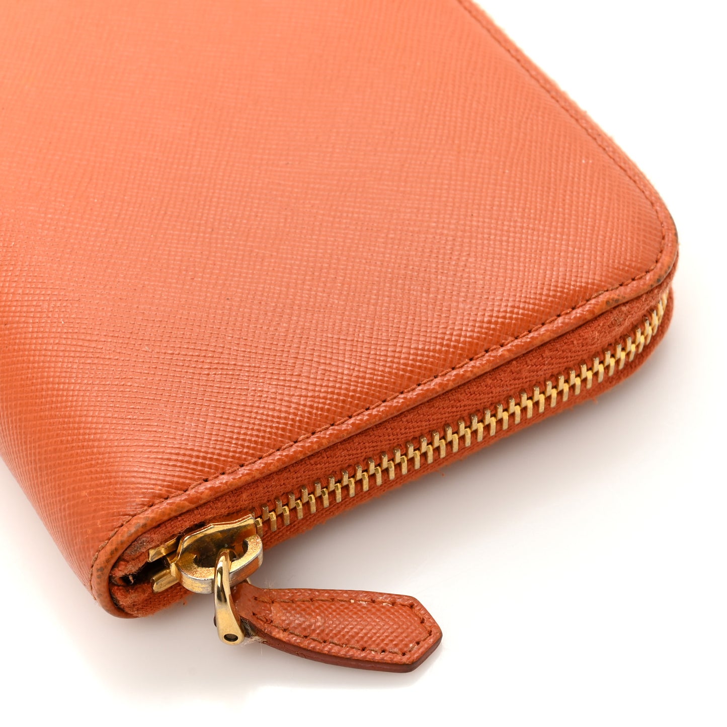 Saffiano Metal Zip Around Wallet Rame