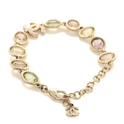 Chanel Metal Glass Crystal Strass Pearl CC Chain Bracelet Gold Multicolor Pearly White 3 of 5