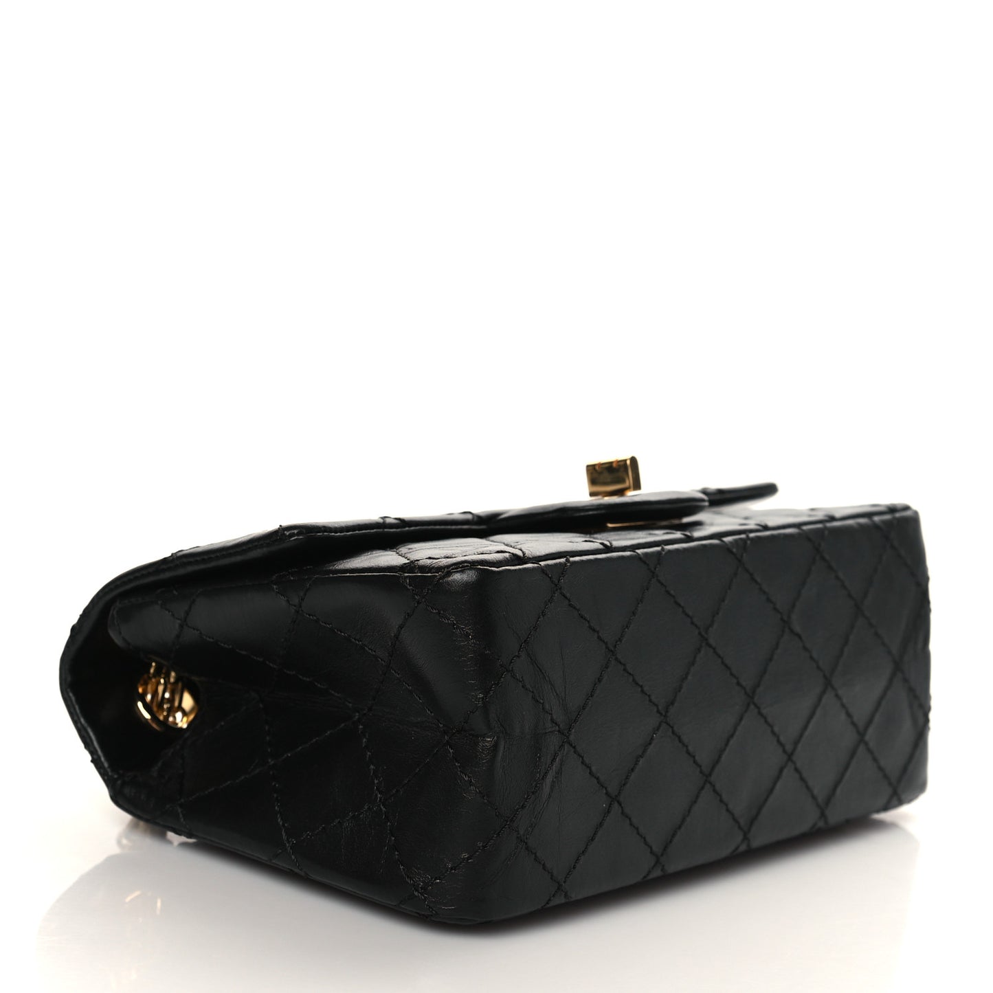 Aged Calfskin Quilted 2.55 Reissue Mini Flap Black