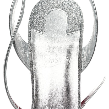 Christian Louboutin Metallic Nappa Glitter Amali Alta 130 Platform Sandals 39 Silver 7 of 9