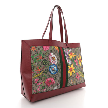 Gucci GG Supreme Monogram Flora Web Large Ophidia Tote Red 4 of 13