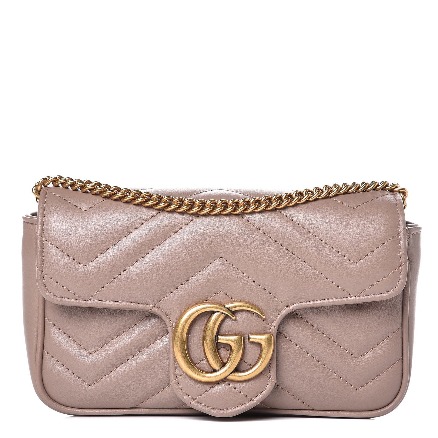 Calfskin Matelasse Super Mini GG Marmont Shoulder Bag Porcelain Rose