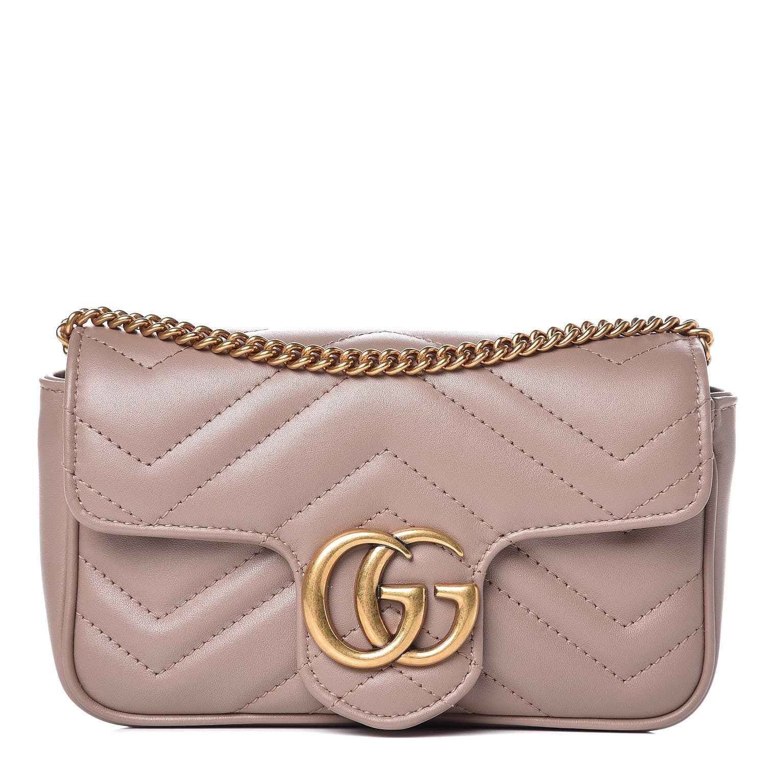 Gucci Calfskin Matelasse Super Mini GG Marmont Shoulder Bag Porcelain Rose 1 of 8
