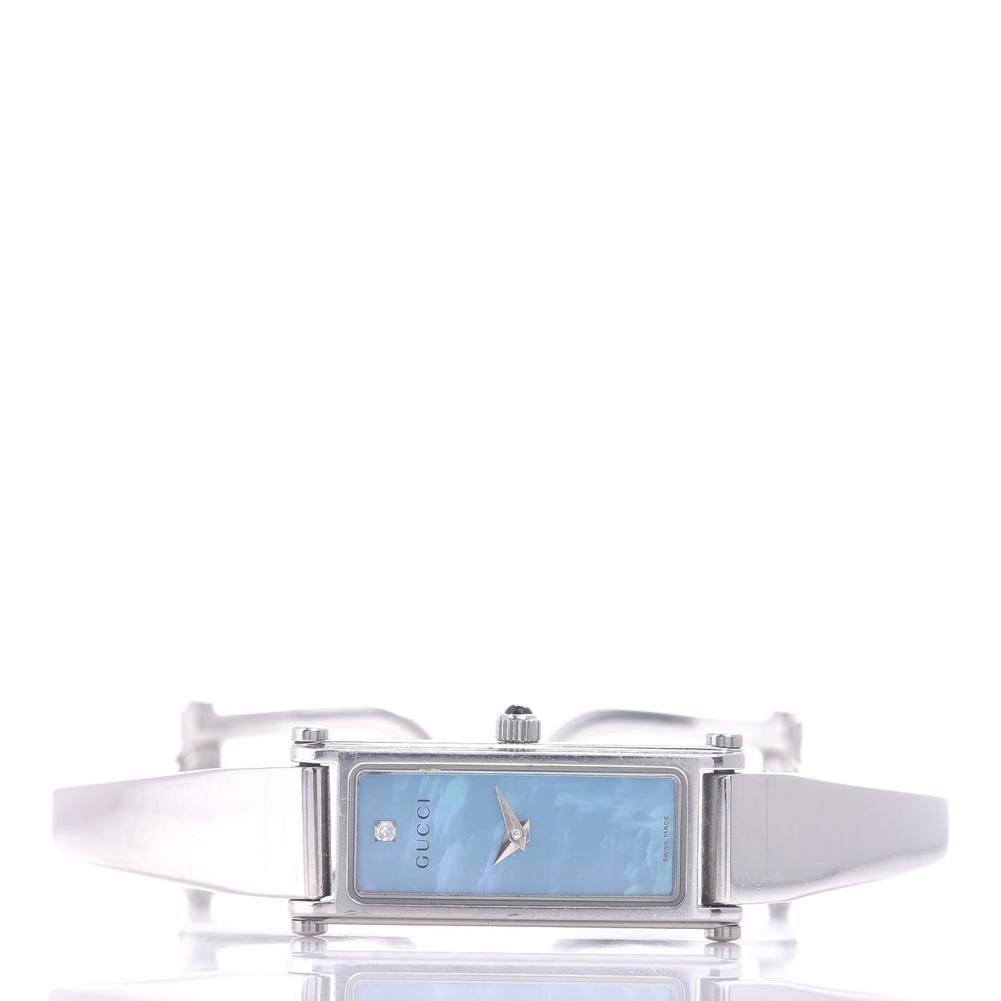 Stainless Steel Diamond Blue Mother of Pearl 12mm 1500L Horsebit Quartz Watch