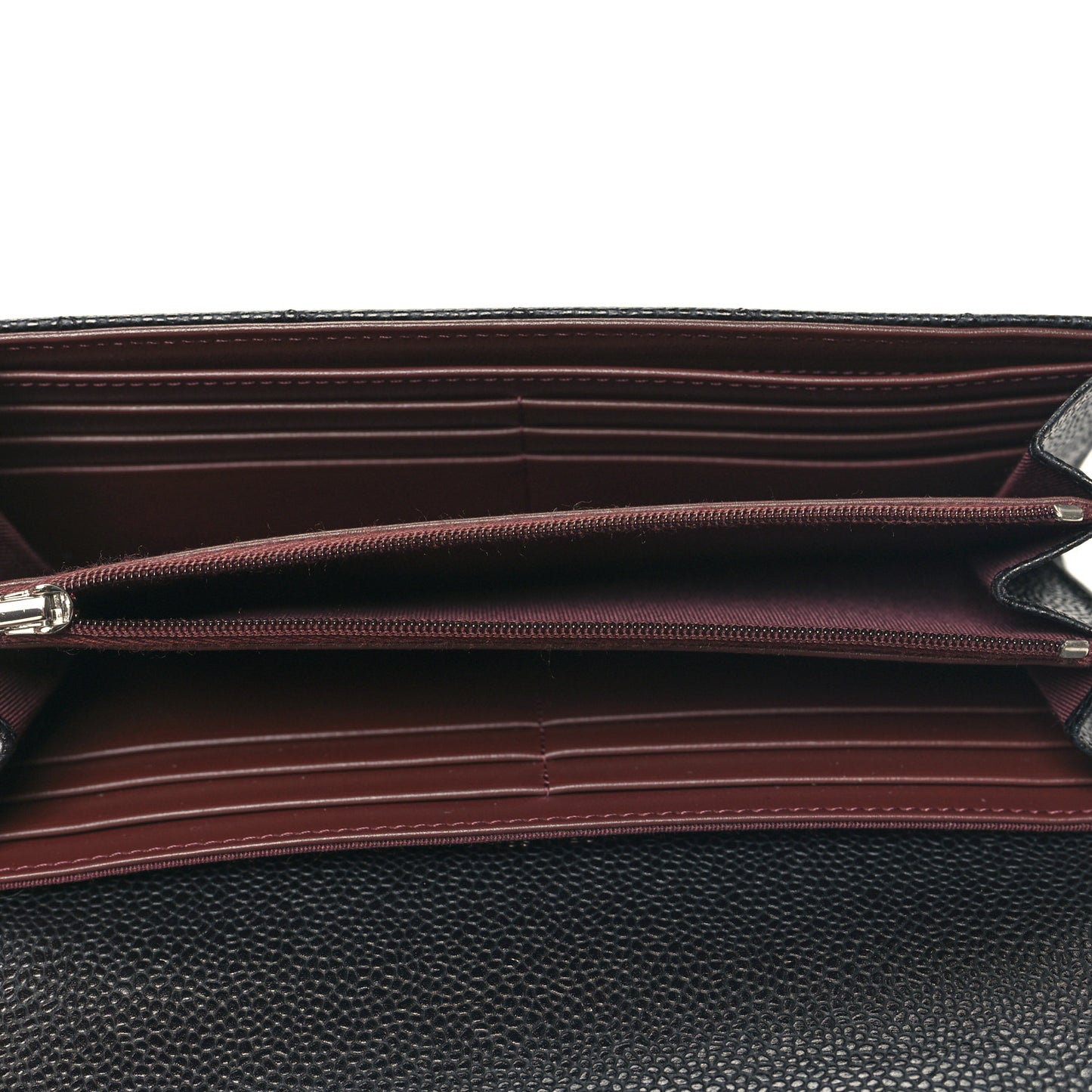Caviar Quilted Large Gusset Flap Wallet Black