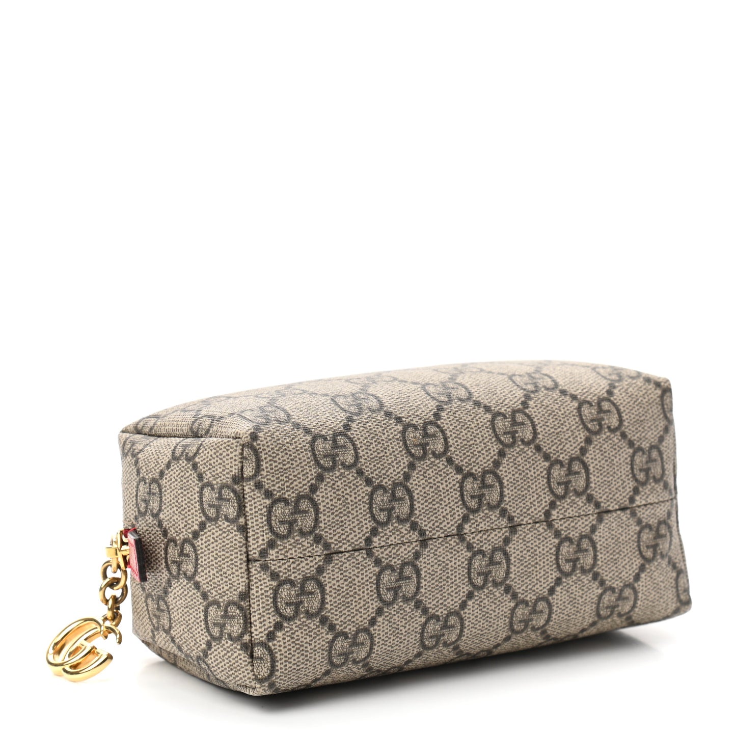 Soft GG Supreme Monogram Calfskin Small Ophidia Cosmetic Case Beige Ebony Hibiscus Red