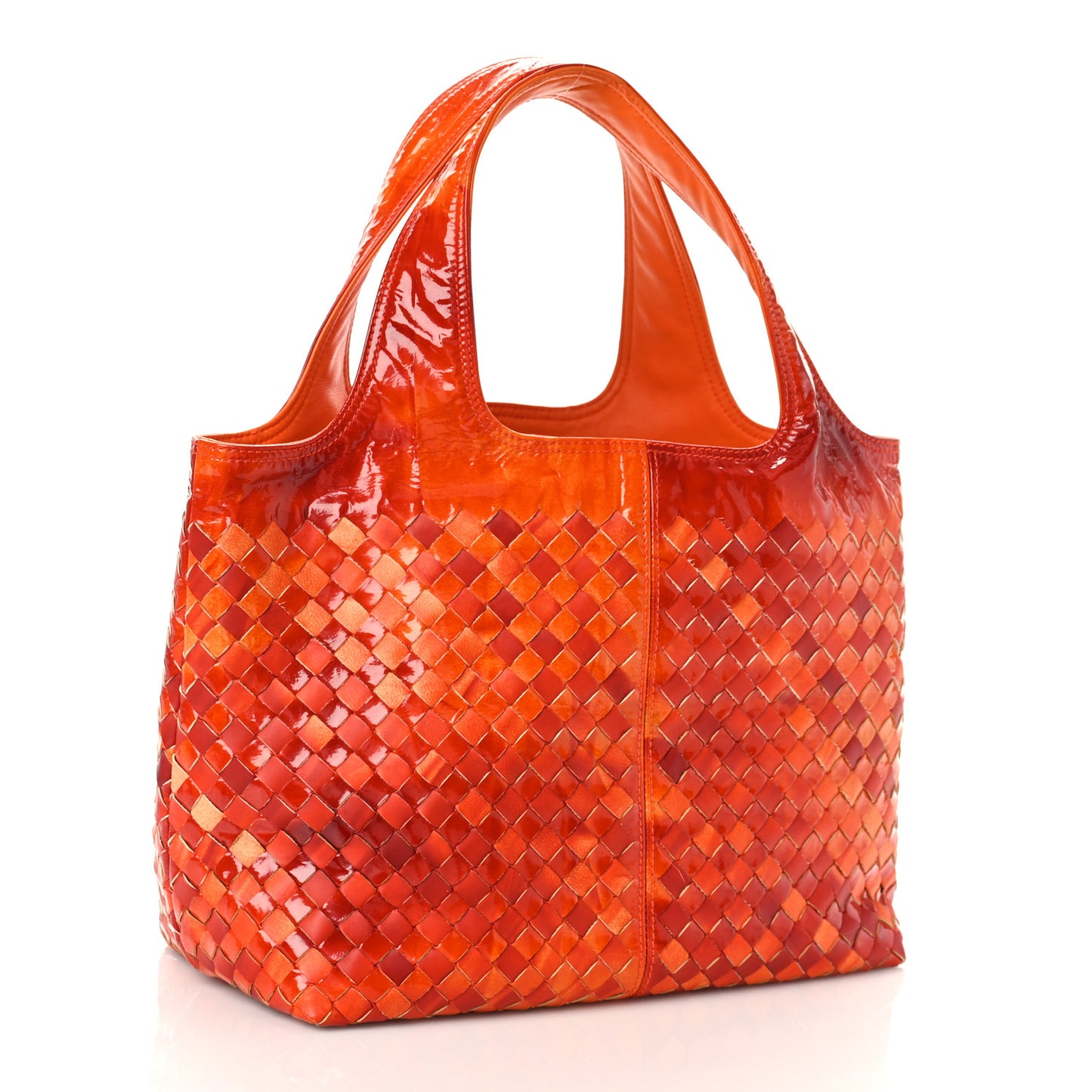 Patent Nappa Intrecciato Tote Orange