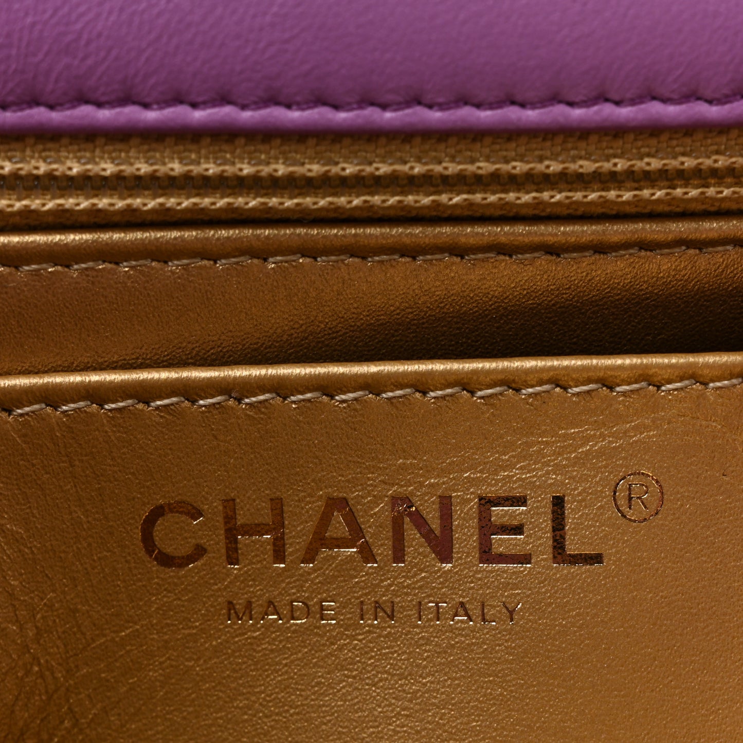 Lambskin Quilted Mini Pearl Crush Flap Purple