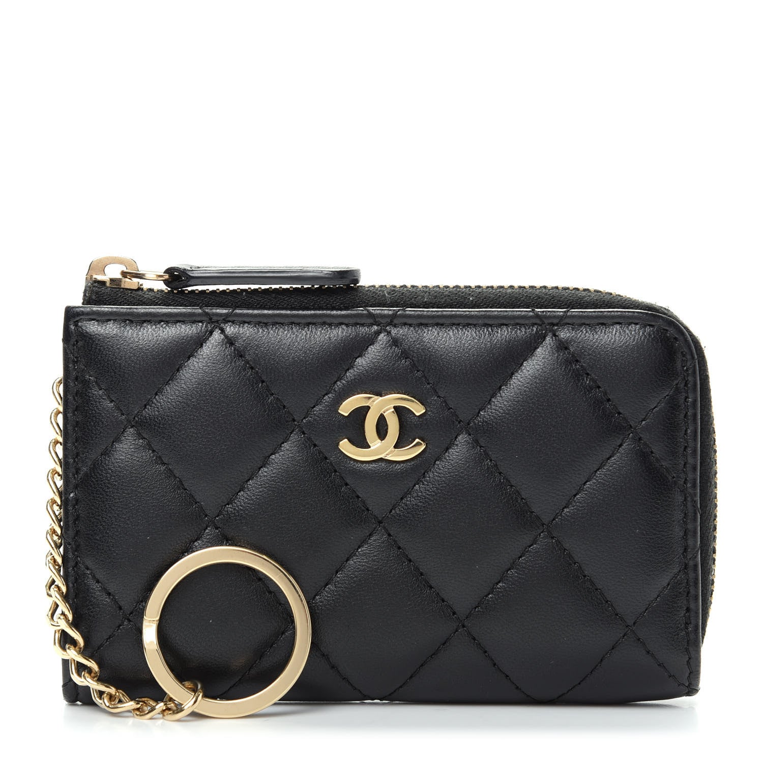 Chanel Lambskin Quilted Key Holder Case Black 1 of 8