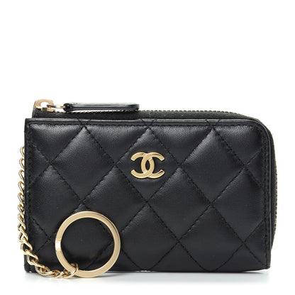 Chanel Lambskin Quilted Key Holder Case Black 1 of 8