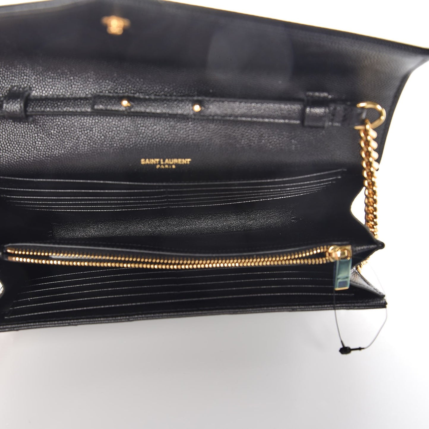 Grain De Poudre Matelasse Chevron Monogram Chain Wallet Black