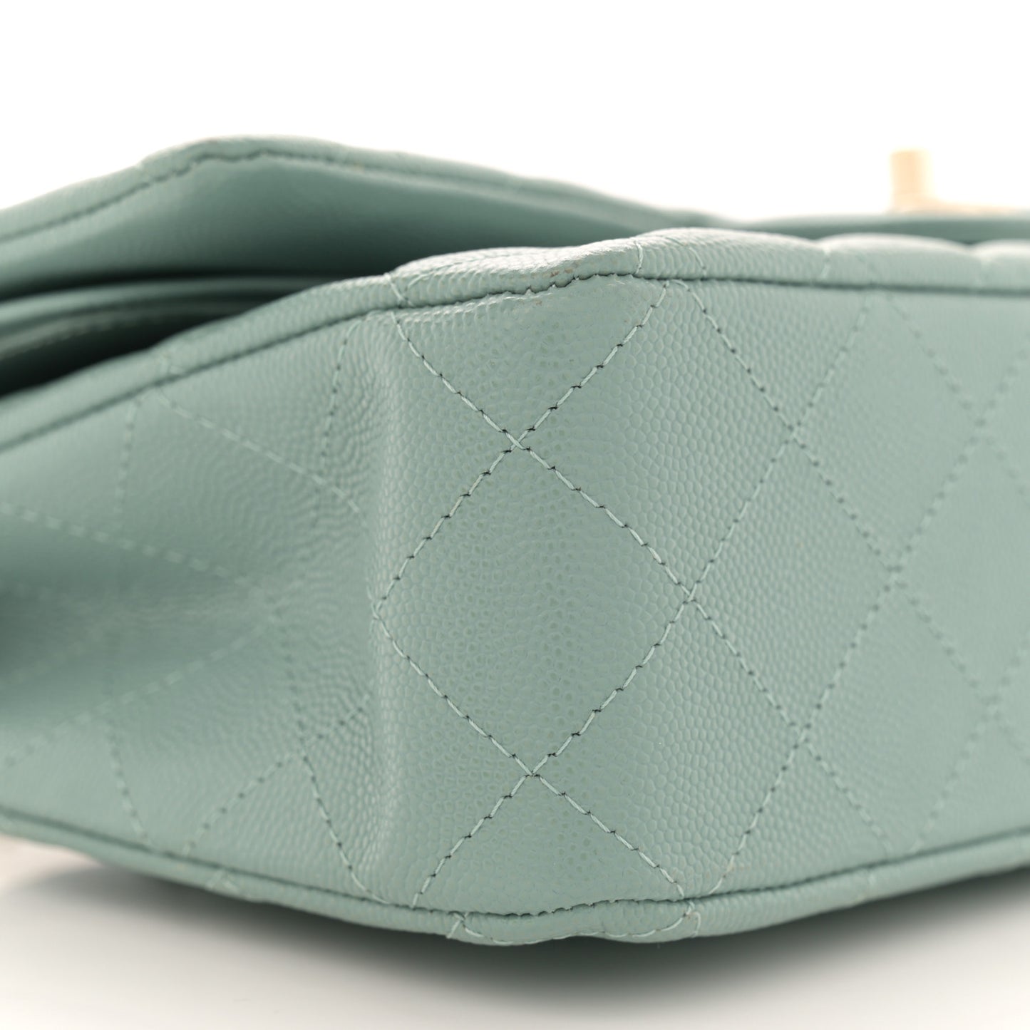 Caviar Quilted Medium Double Flap Light Blue