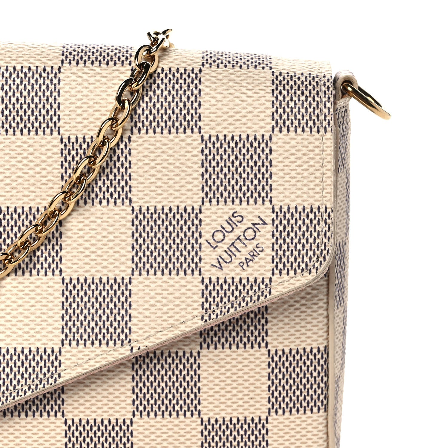 Louis Vuitton Damier Azur Pochette Felicie Chain Wallet Rose Ballerine 9 of 10