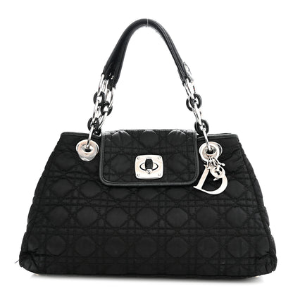 Christian Dior Satin Cannage Charming Lock Flap Shoulder Bag Black 1 of 15