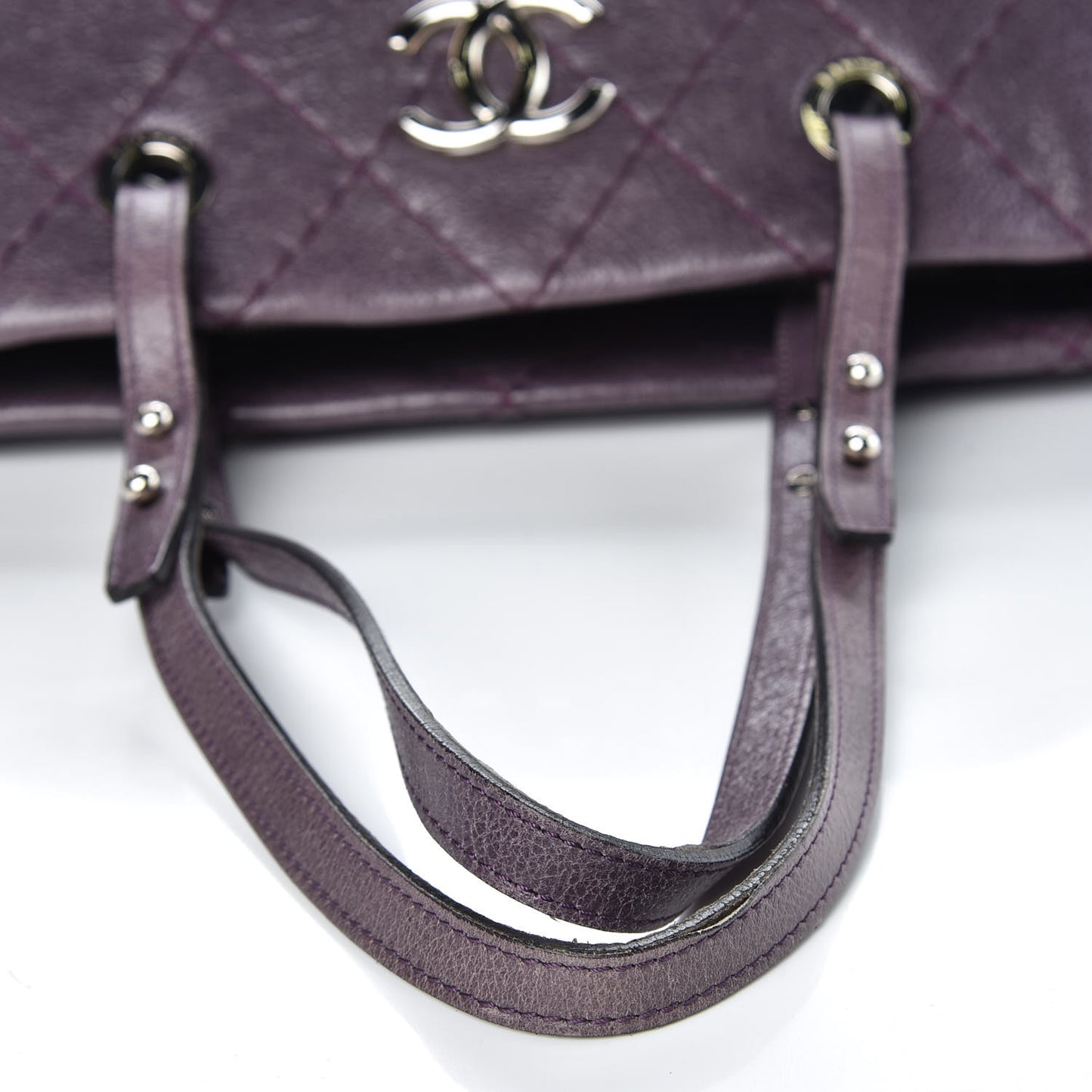 Glazed Calfskin Large On The Road Tote Purple