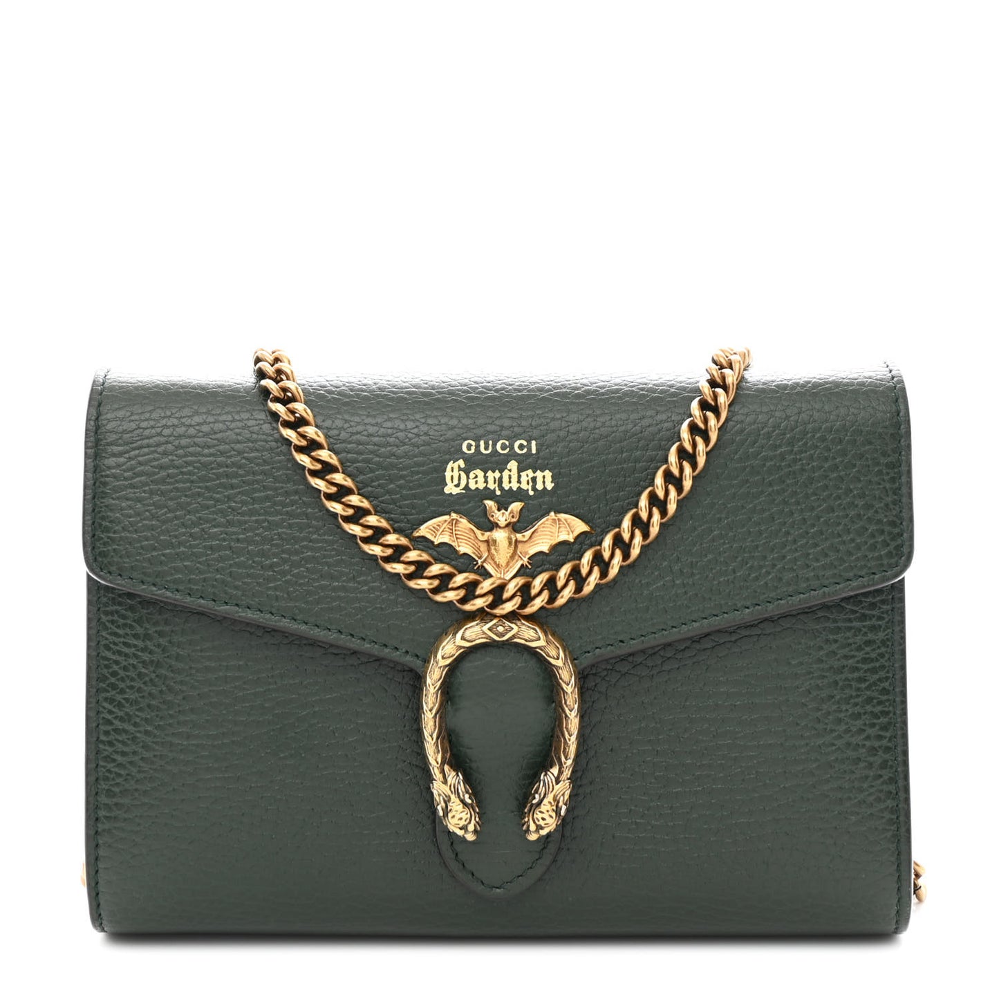 Calfskin Garden Dionysus Chain Wallet Emerald