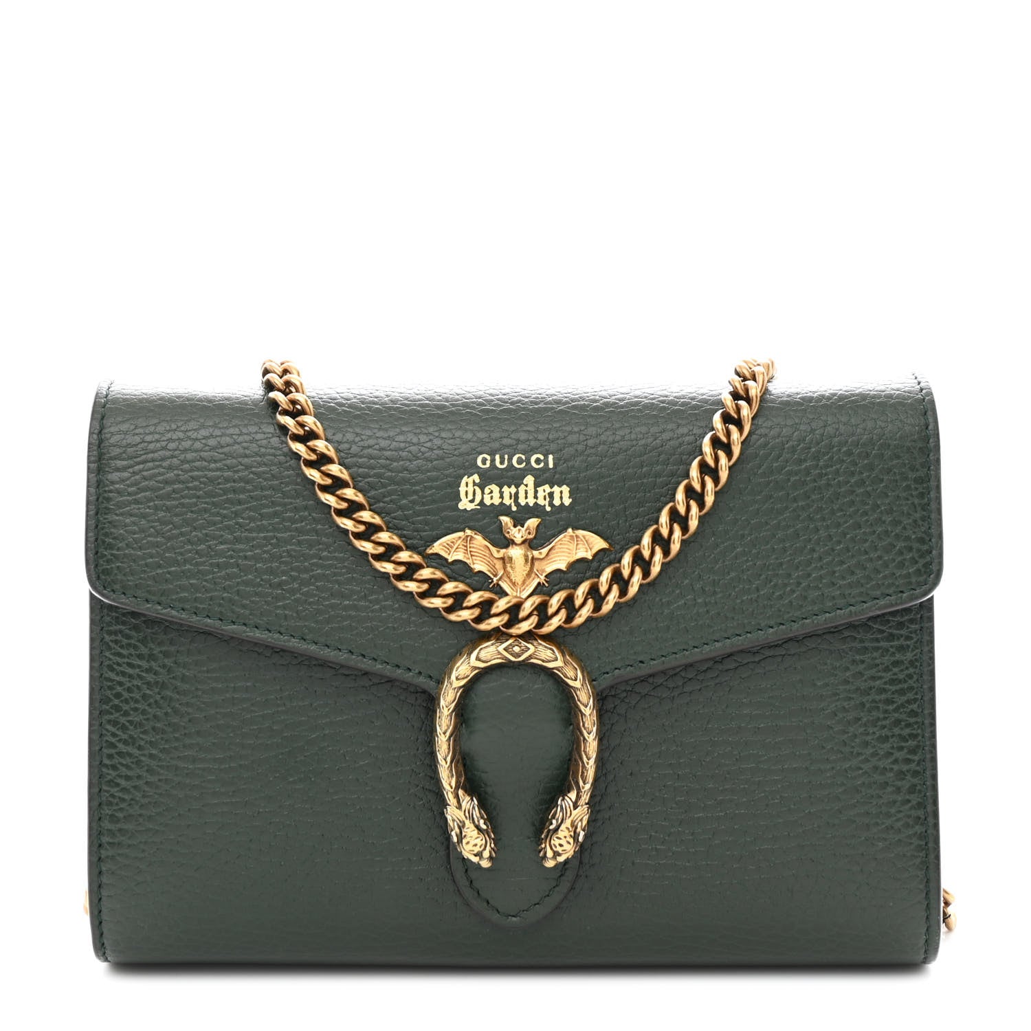 Gucci Calfskin Garden Dionysus Chain Wallet Emerald 1 of 13