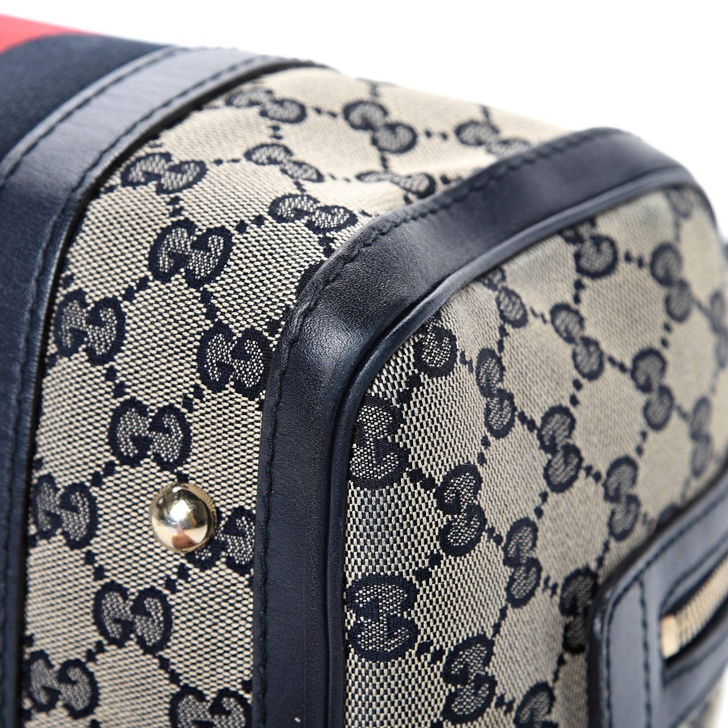 Gucci Monogram Vintage Web Small Boston Navy 9 of 19