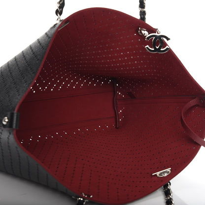 Chanel Perforated Grained Calfskin Large Shopping Tote Black 5 of 8