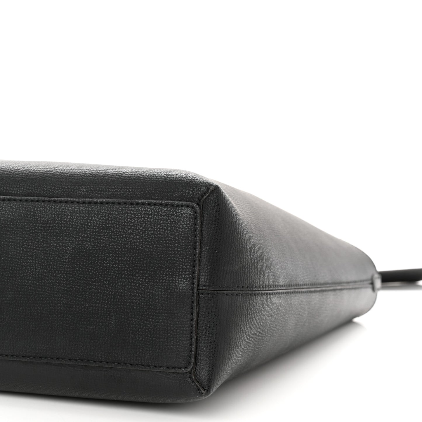 Grainy Calfskin Haymarket Check Medium Reversible Tote Black