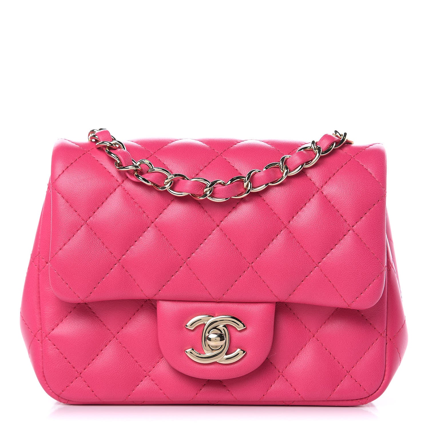 Chanel Lambskin Quilted Mini Square Flap Fuchsia 1 of 9