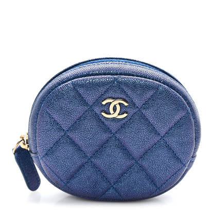 Chanel Iridescent Caviar Quilted Zip Around Classic Coin Purse Blue 1 of 7