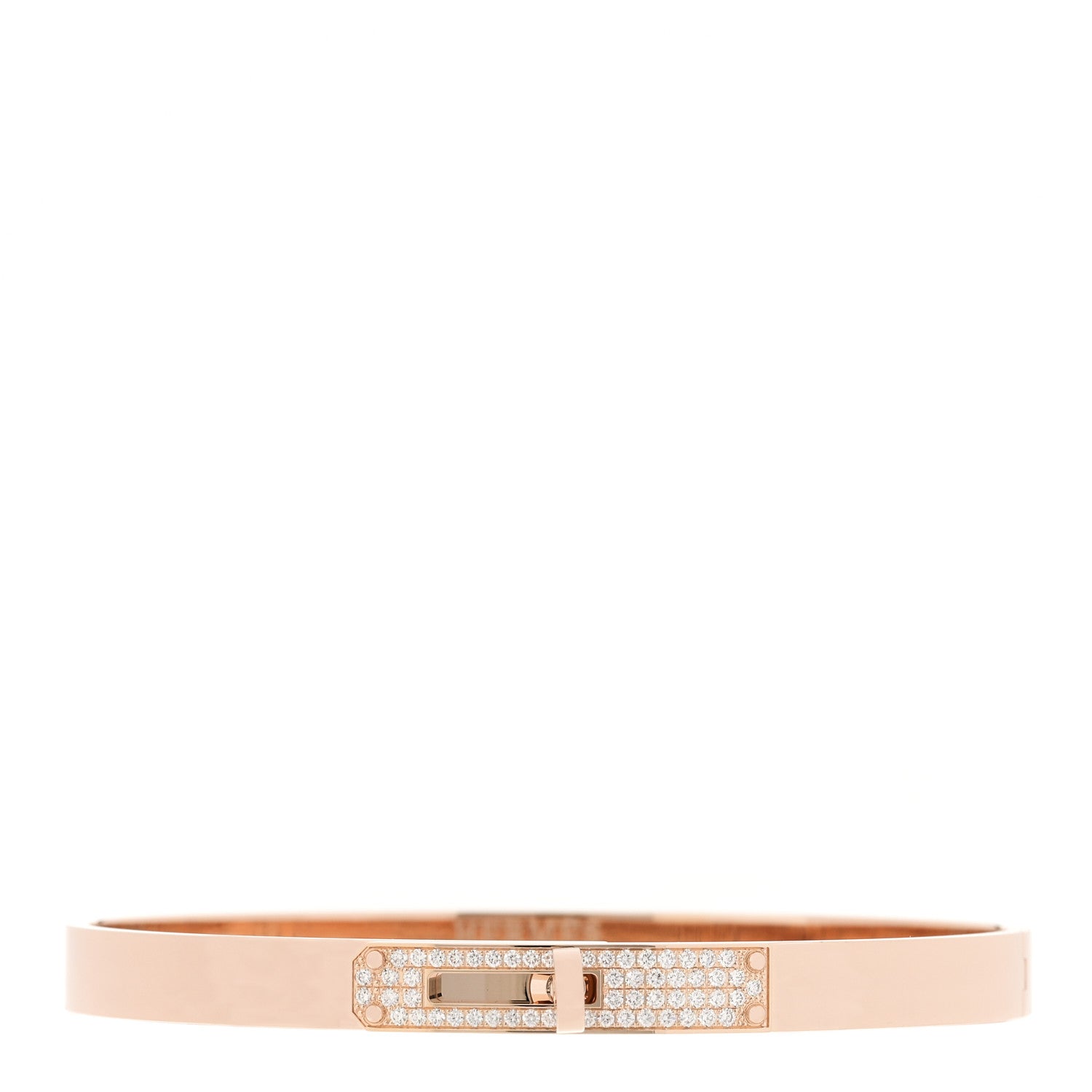 Hermes 18K Rose Gold Diamond PM Kelly Pave Bracelet LG 1 of 4