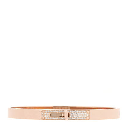Hermes 18K Rose Gold Diamond PM Kelly Pave Bracelet LG 1 of 4