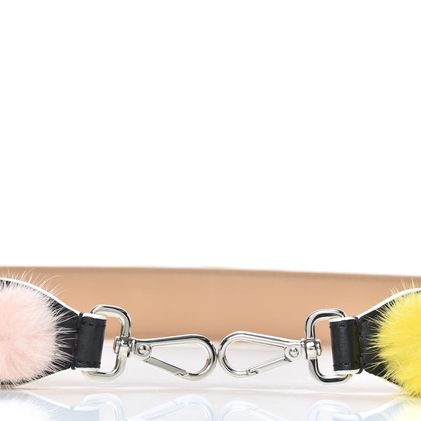Vitello Dolce Mink Fur Bi-Color Pom Pom Strap You Black Makeup Multicolor