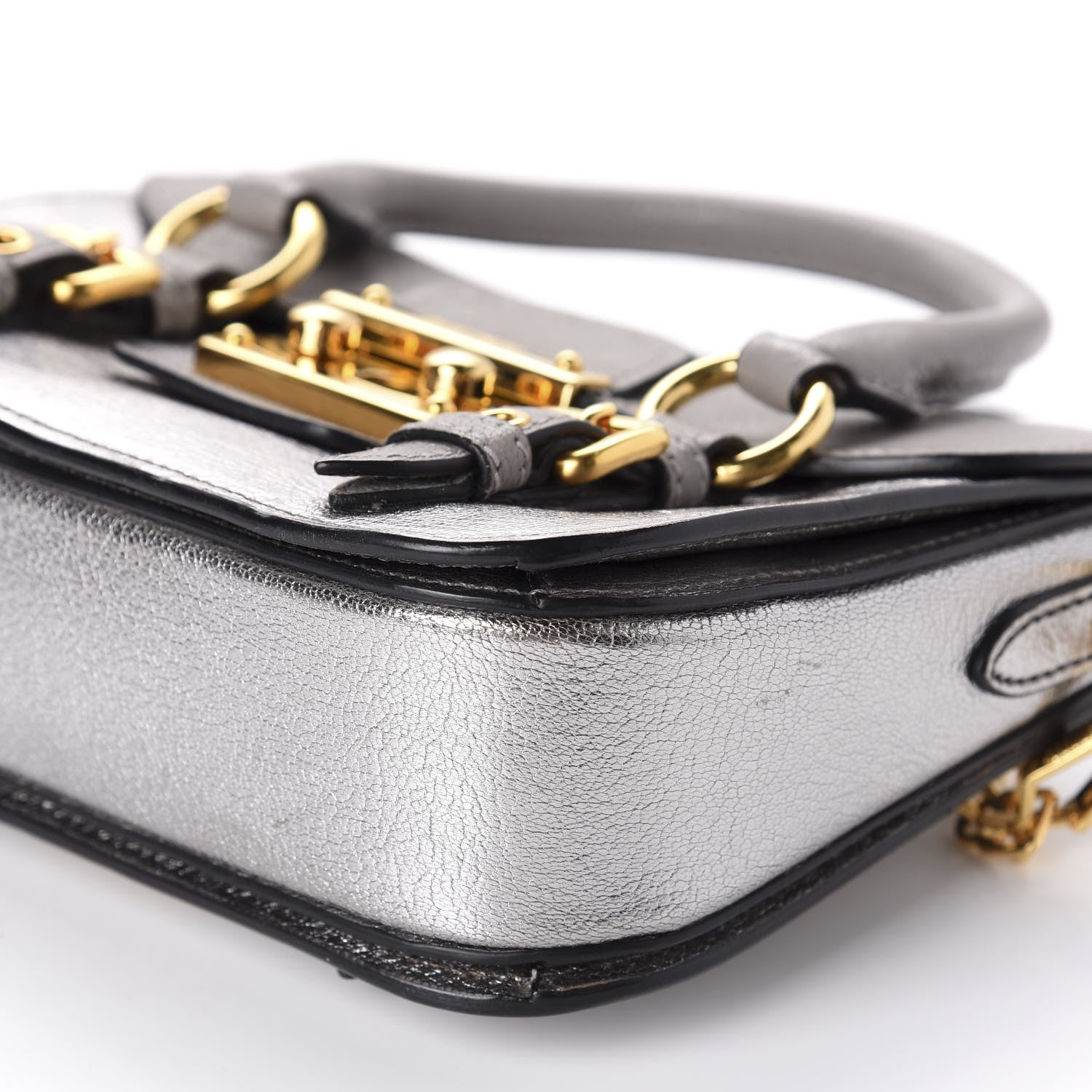 Miu Miu Metallic Goatskin Madras Crossbody Bag Chrome 7 of 12