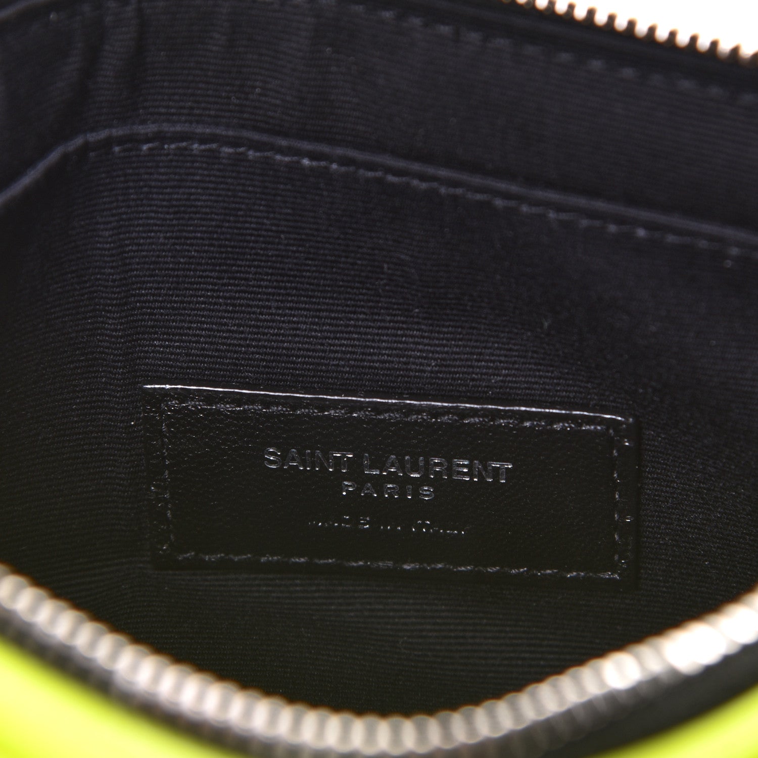 Saint Laurent Patent Grain De Poudre Matelasse Chevron Monogram Bill Pouch Neon Yellow 5 of 6