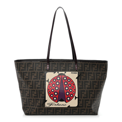 Fendi Zucca Spalmati Clover Lady Bug Roll Tote Tobacco 1 of 11
