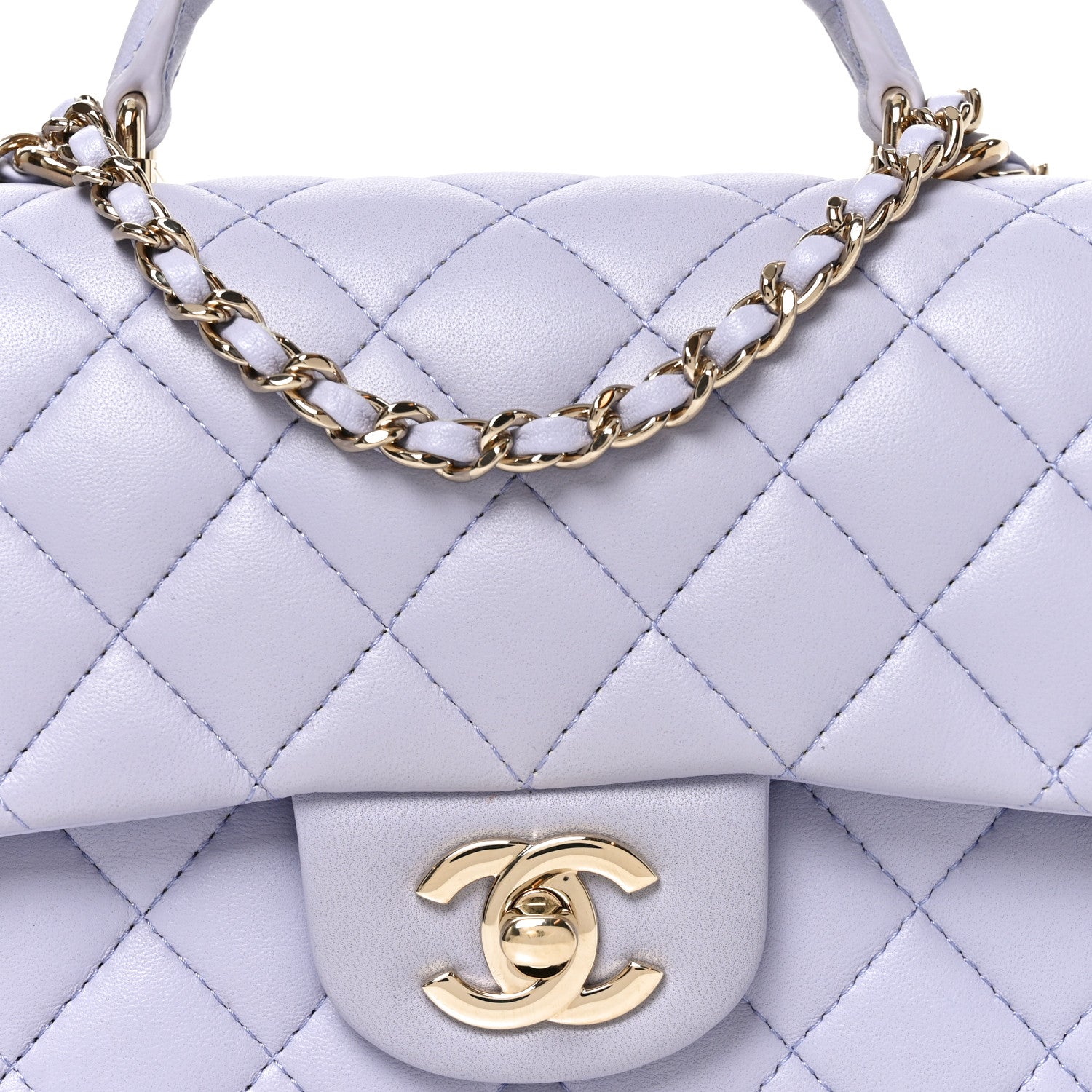 Chanel Lambskin Quilted Mini Top Handle Rectangular Flap Light Purple 8 of 10