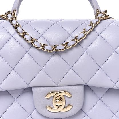 Chanel Lambskin Quilted Mini Top Handle Rectangular Flap Light Purple 8 of 10