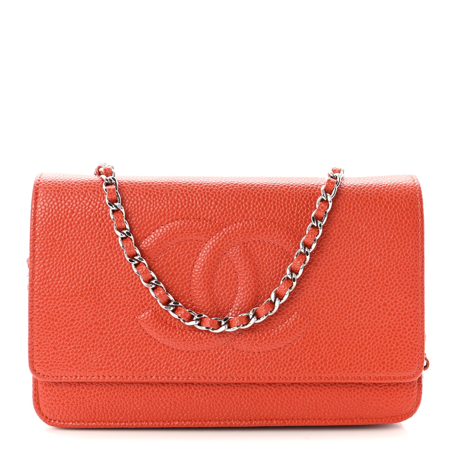 Chanel Caviar Timeless CC Wallet On Chain WOC Orange 1 of 12