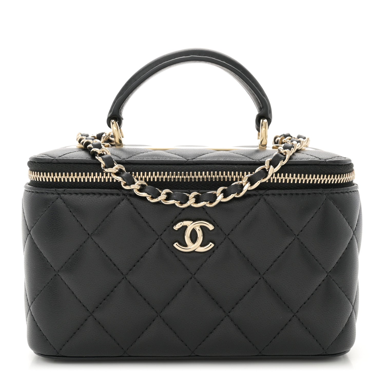 Chanel Lambskin Quilted Trendy Small Top Handle Vanity Case With Chain Black 1 of 11