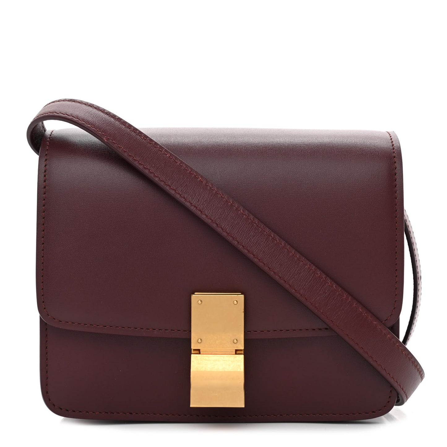 Box Calfskin Small Classic Box Flap Bag Burgundy