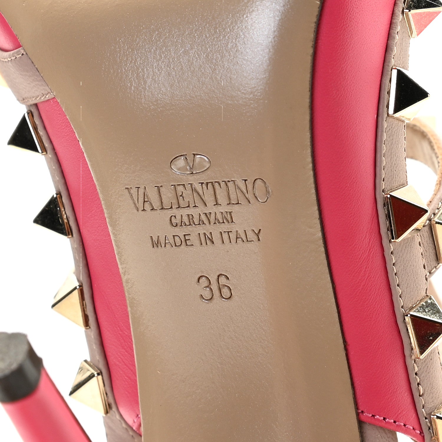 Valentino Garavani Calfskin Nappa Rockstud Ankle Strap 100mm Pumps 36 Deep Fuxia Poudre 7 of 15