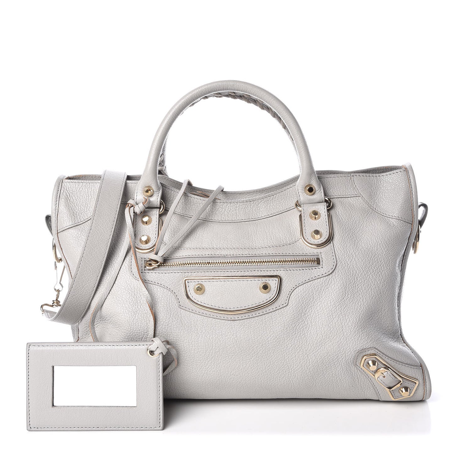 Chevre Gold Metallic Edge Hardware City Gris Perle